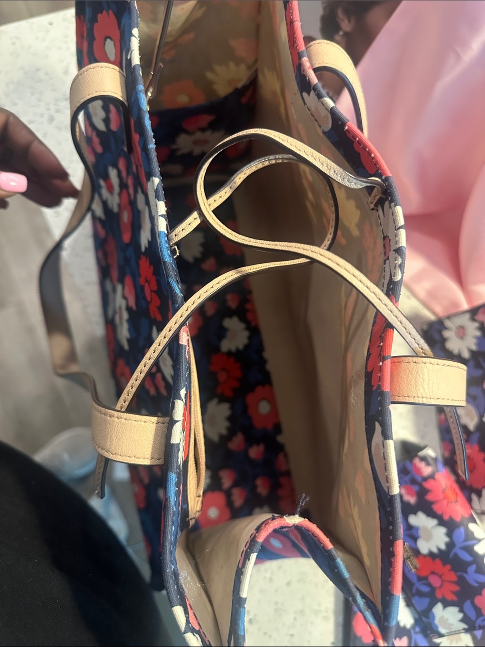 kate spade Navy Floral Tote,small Wallet, phone case, wristlet, dustbag - Picture 16 of 17